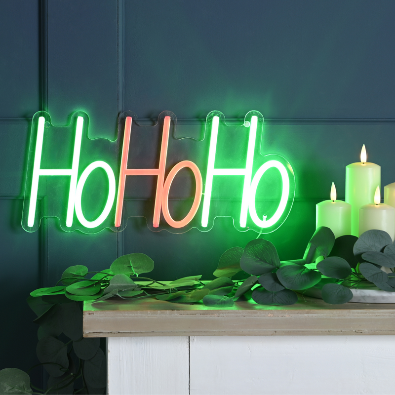 40cm Neon Flex HO HO HO LED Lit Christmas Sign