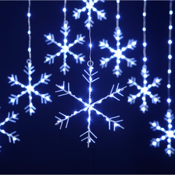 1.2m x 1.2m Snowflake Curtain Light with 256 Ice White LED's