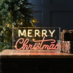 43cm Neon Flex Lit Merry Christmas Sign with 220 Red and Warm White LEDs