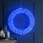 50cm Silver Shimmer Wreath with 600 Blue Twinkling LED's