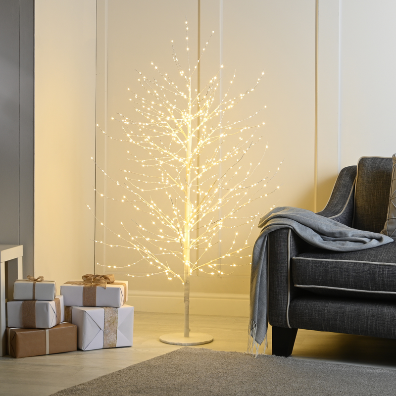 6ft Pre Lit Twinkling White Microdot Christmas Tree with 1,300 Warm White LED's