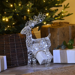 37cm Lit Silver Shimmer Reindeer with 30 White LED's Battery Powered