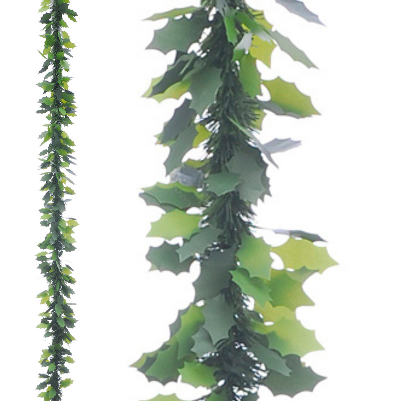2m Green Holly Cut Luxury Christmas Tinsel