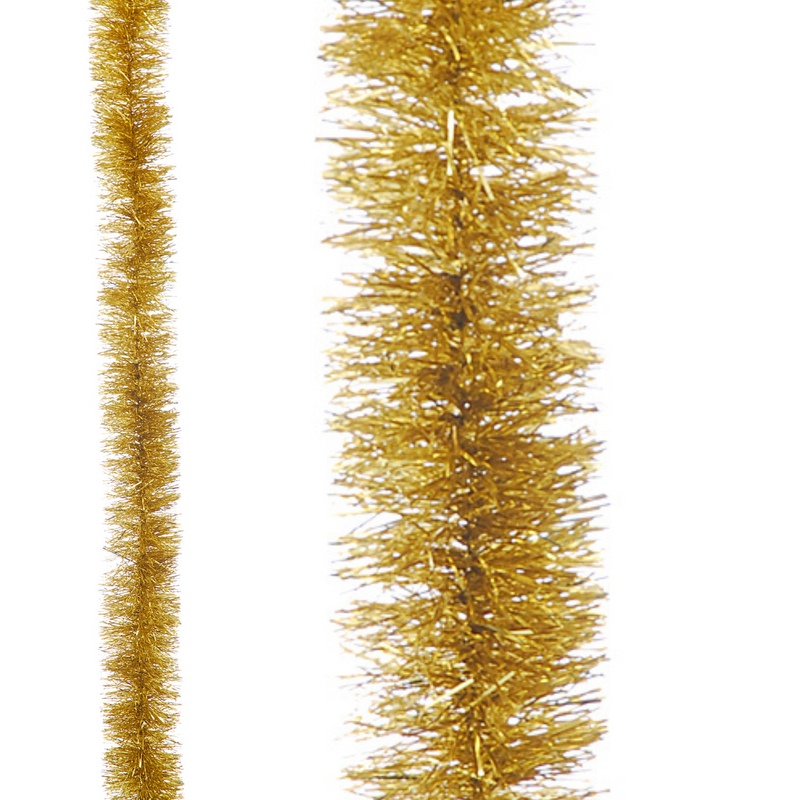 2m Fine Cut Thick Christmas Tinsel Gold
