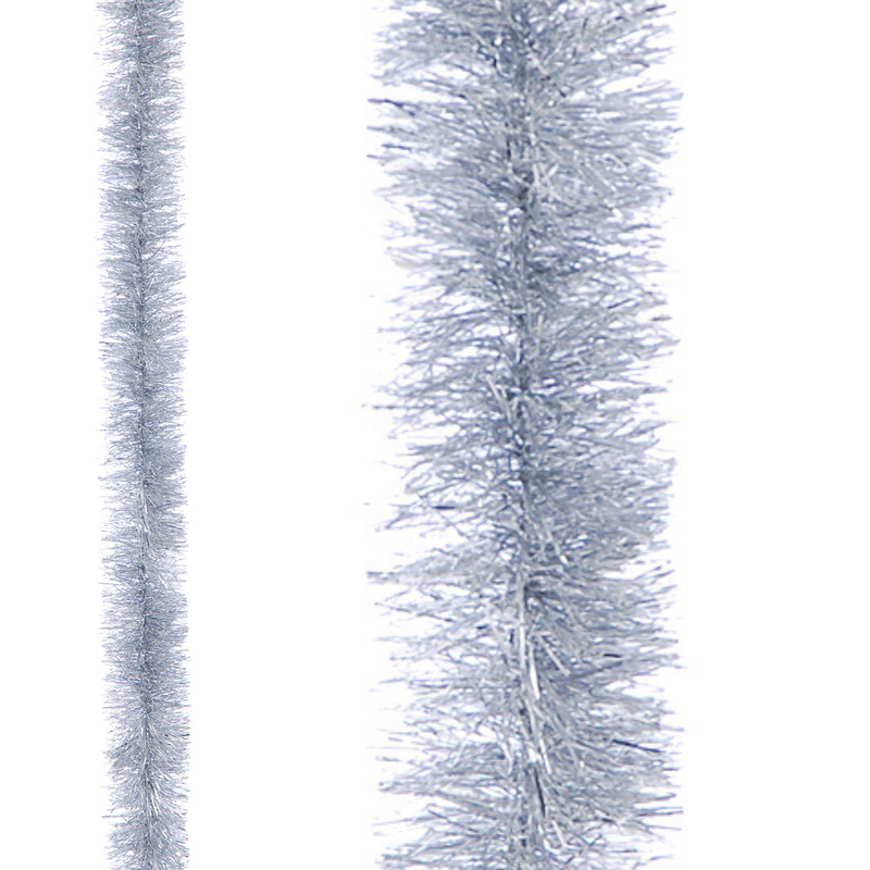 2m Fine Cut Thick Christmas Tinsel Silver