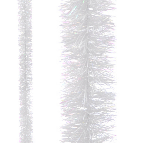 2m Fine Cut Thick Christmas Tinsel White Iridescent
