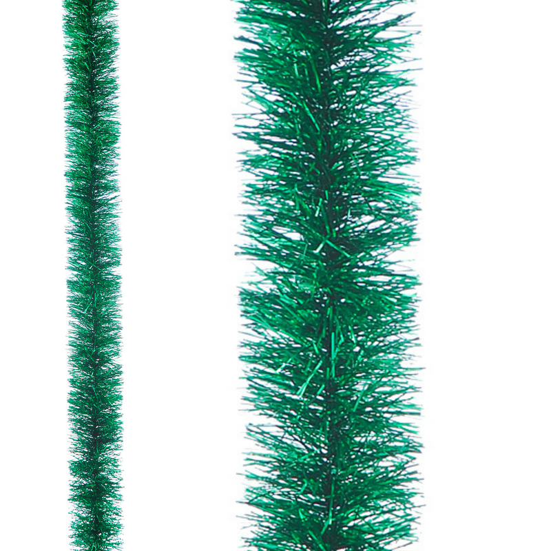 2m Fine Cut Thick Christmas Tinsel Rich Green