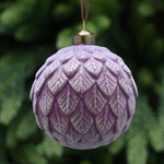 10cm Lavender Leaves Glass Bauble Tree Decoration