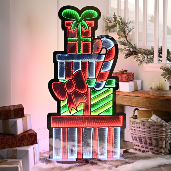 120cm Giant Infinity Candy Cane Presents Stack Christmas Light