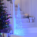 1m Large Silver Shimmer Cone with 600 Blue Twinkling LED's