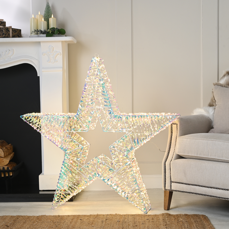 1m Giant Warm White Micro LED Standing Shimmer Star with 1800 Lights