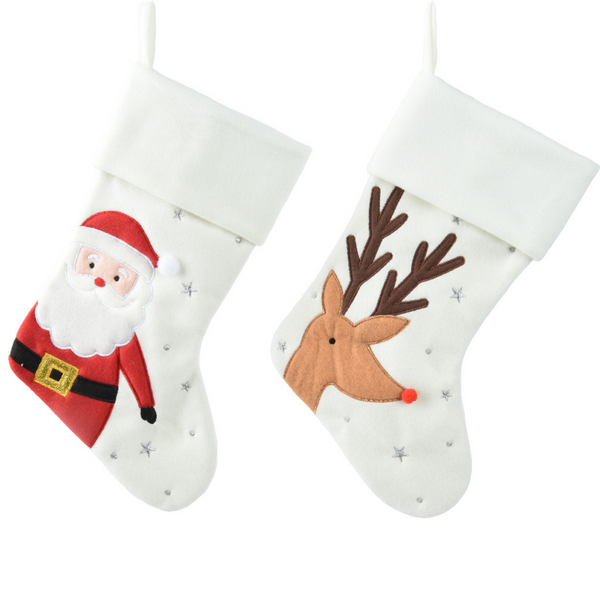 Santa Reindeer Design Luxury Christmas Stocking
