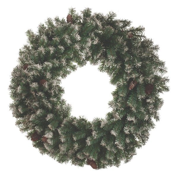 60cm Frosted Christmas Wreath with Pinecones