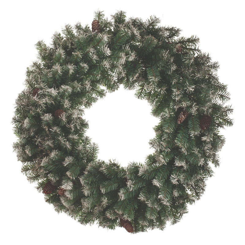 60cm Frosted Christmas Wreath with Pinecones