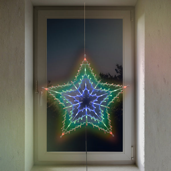 Christmas Star Window Light with 100 Multi Coloured LEDs