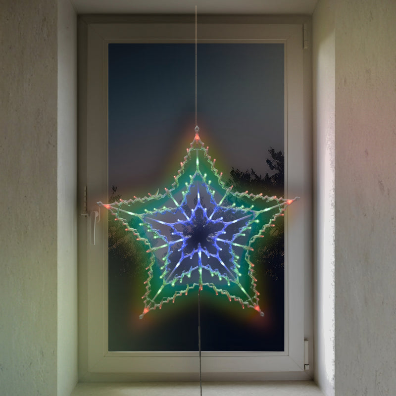 Christmas Star Window Light with 100 Multi Coloured LEDs