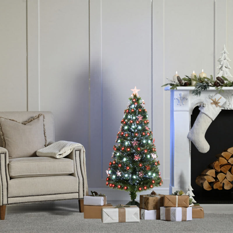 3ft Green Fibre Optic Christmas Tree with Red and White LEDs