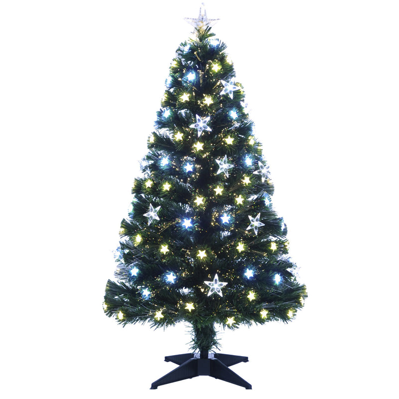 90cm White and Warm White LED Fibre Optic Stars Christmas Tree