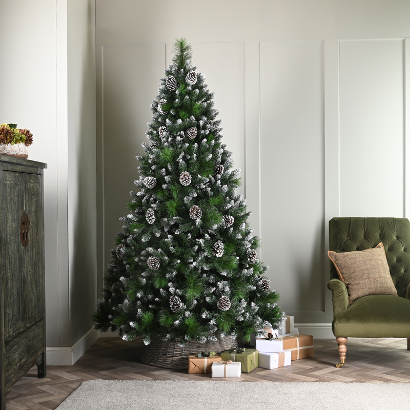 7ft Grand River Pine with Frosted Pinecones Artificial Christmas Tree