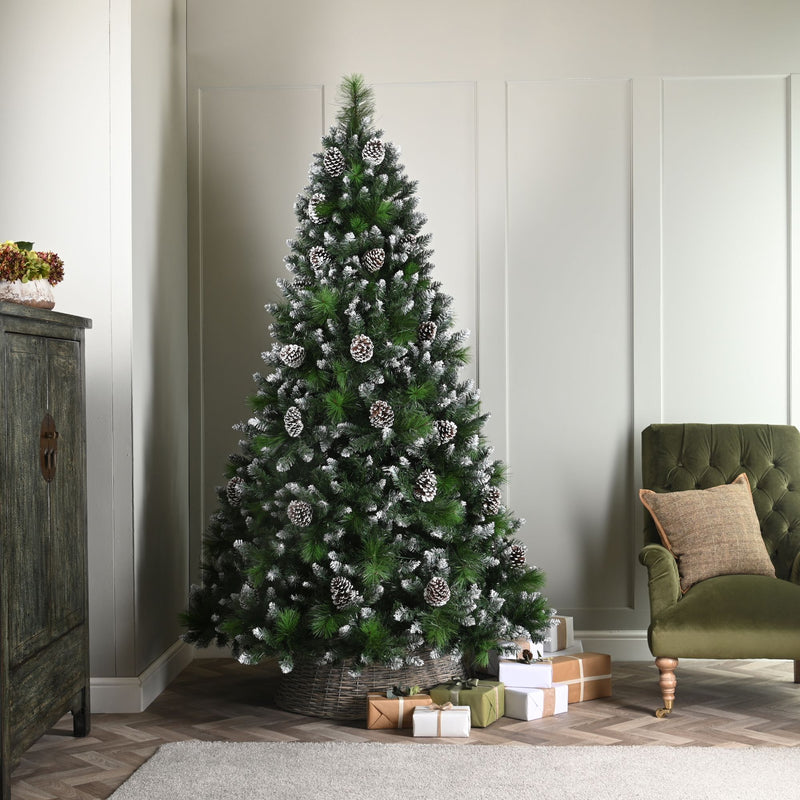 8ft Grand River Pine with Frosted Pinecones Luxury Christmas Tree