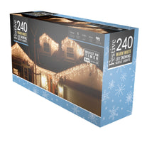 240 Warm White Snowing Icicle Timer Lights - 5