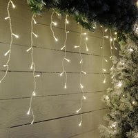 240 Warm White Snowing Icicle Timer Lights - 2