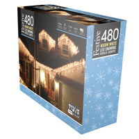 480 Warm White Snowing Icicle Timer Lights - 5