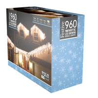 960 White Snowing Icicle Timer Lights - 5