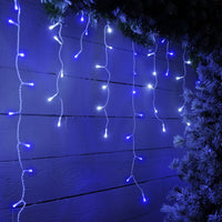 720 Blue and White Snowing Icicle Timer Lights - 2