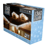 360 Blue and White Snowing Icicle Timer Lights - 5