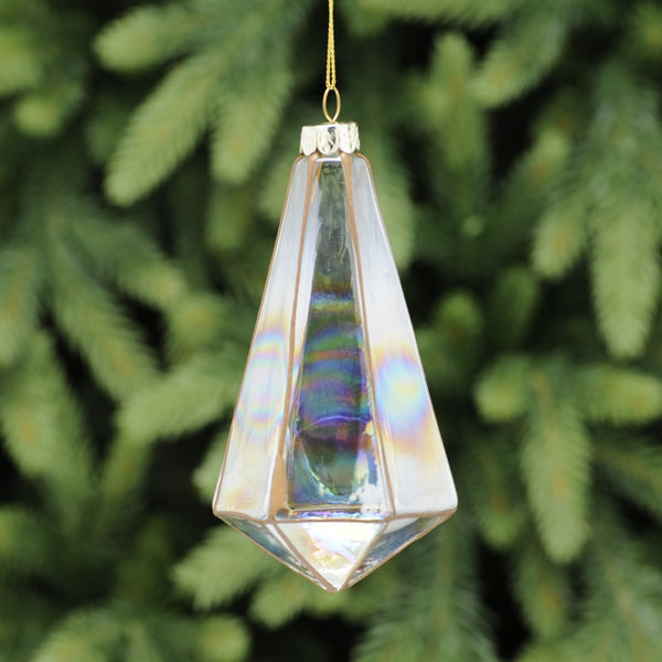 13cm Clear Glass Drop with Copper Edging Christmas Tree Decoration