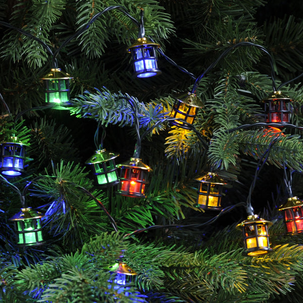 Set of 20 Battery Operated Timer Lantern Multi Coloured Christmas Lights