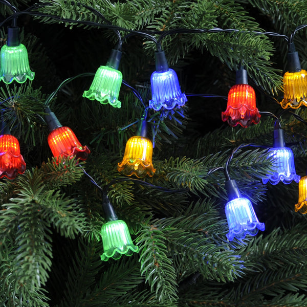 Set of 20 Battery Operated Timer Petal Multi Coloured Christmas Lights