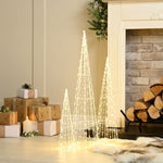 Set of 3 Dewdrop Cone Christmas Trees with Warm White Micro LEDs