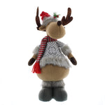 40cm Plush Standing Christmas Reindeer with a Grey Jumper