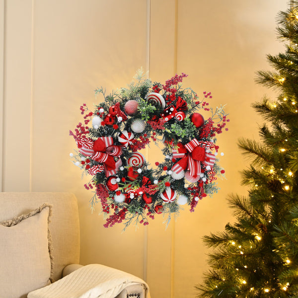76cm Giant Sweet Candy and Red Berries Luxury Christmas Wreath
