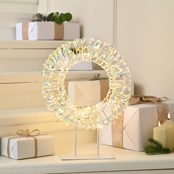 45cm Warm White Micro LED Standing Shimmer Wreath