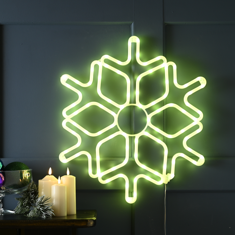 57cm Colour Shifting Snowflake RGB LED Wall Light Christmas Silhouette