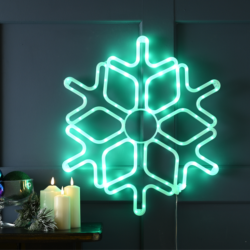 57cm Colour Shifting Snowflake RGB LED Wall Light Christmas Silhouette