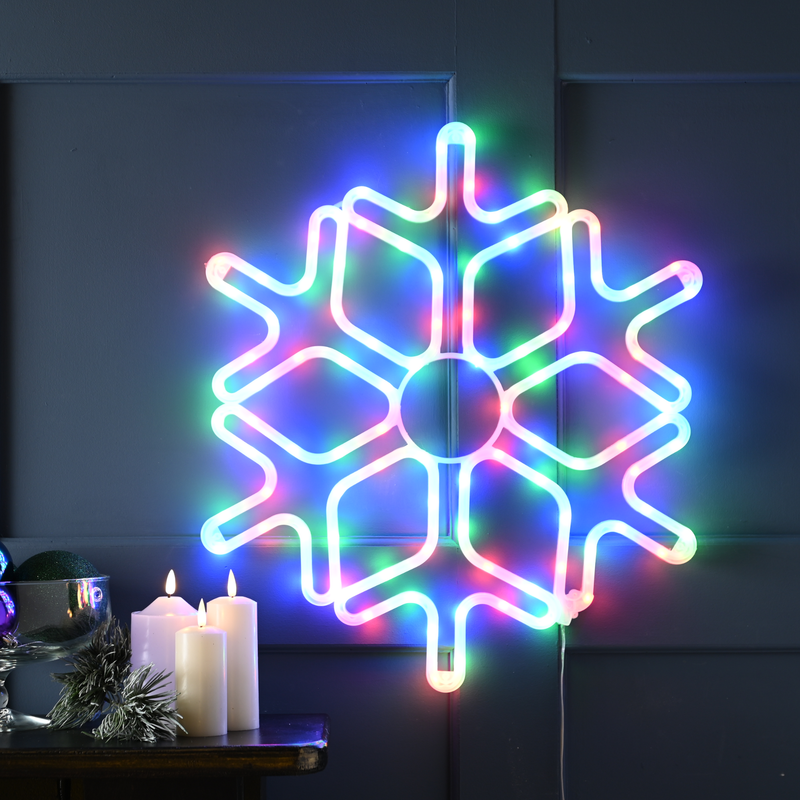 57cm Colour Shifting Snowflake RGB LED Wall Light Christmas Silhouette
