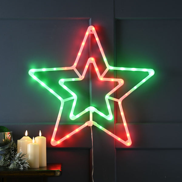 56cm Colour Shifting Christmas Star Wall Light Silhouette