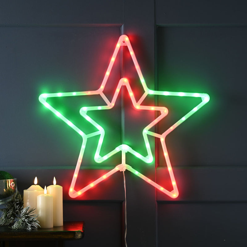 56cm Colour Shifting Christmas Star Wall Light Silhouette