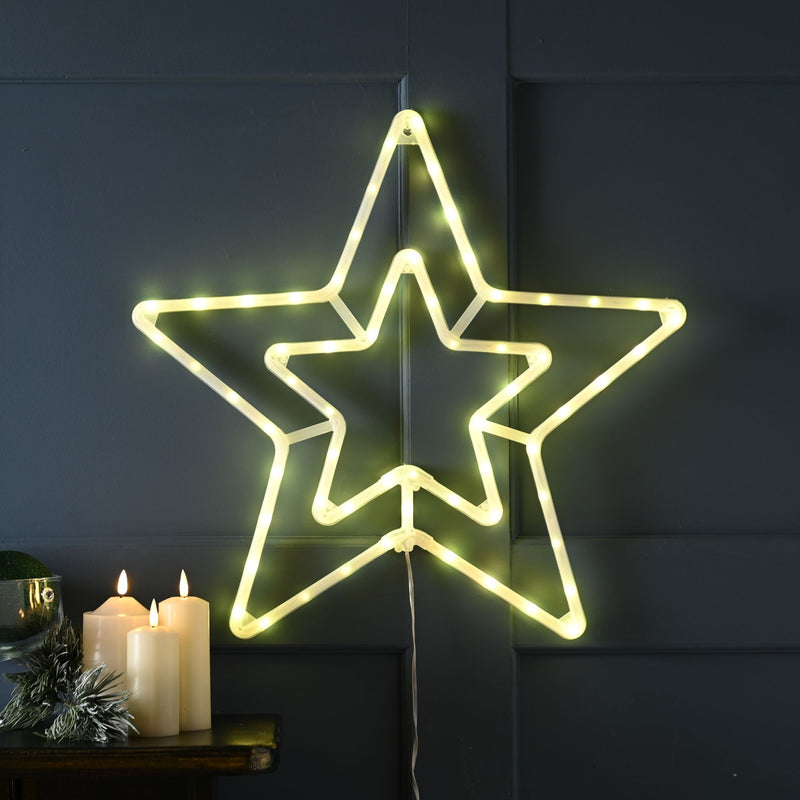 56cm Colour Shifting Christmas Star Wall Light Silhouette