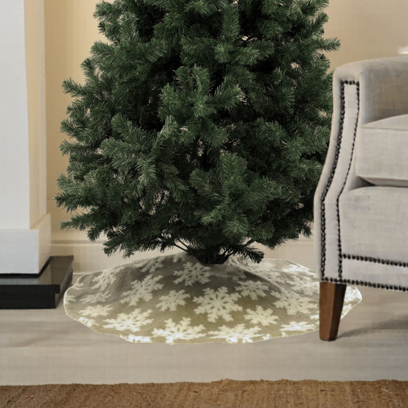107cm Natural Snowflake Christmas Tree Skirt
