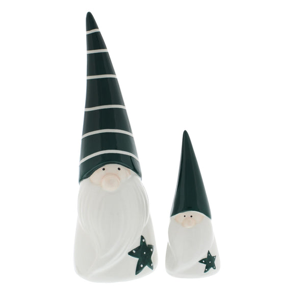 25cm/17cm Set of Two Ceramic Santas
