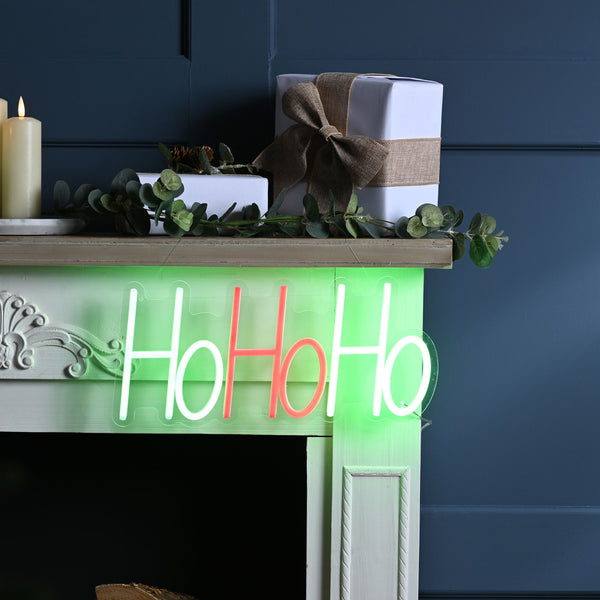 40cm Neon Flex HO HO HO LED Lit Christmas Sign