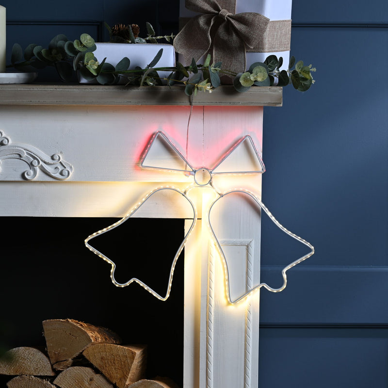 43cm x 32cm Hanging Double Bells Christmas Silhouette Light