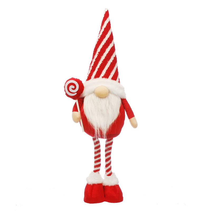 62cm Standing Christmas Gonk in Red and White Pointy Stripey Hat