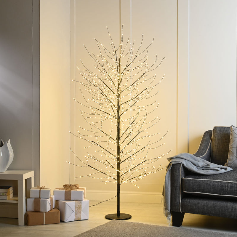 7ft Pre Lit Black Twinkling Microdot Christmas Tree with 1,700 Warm White LED's