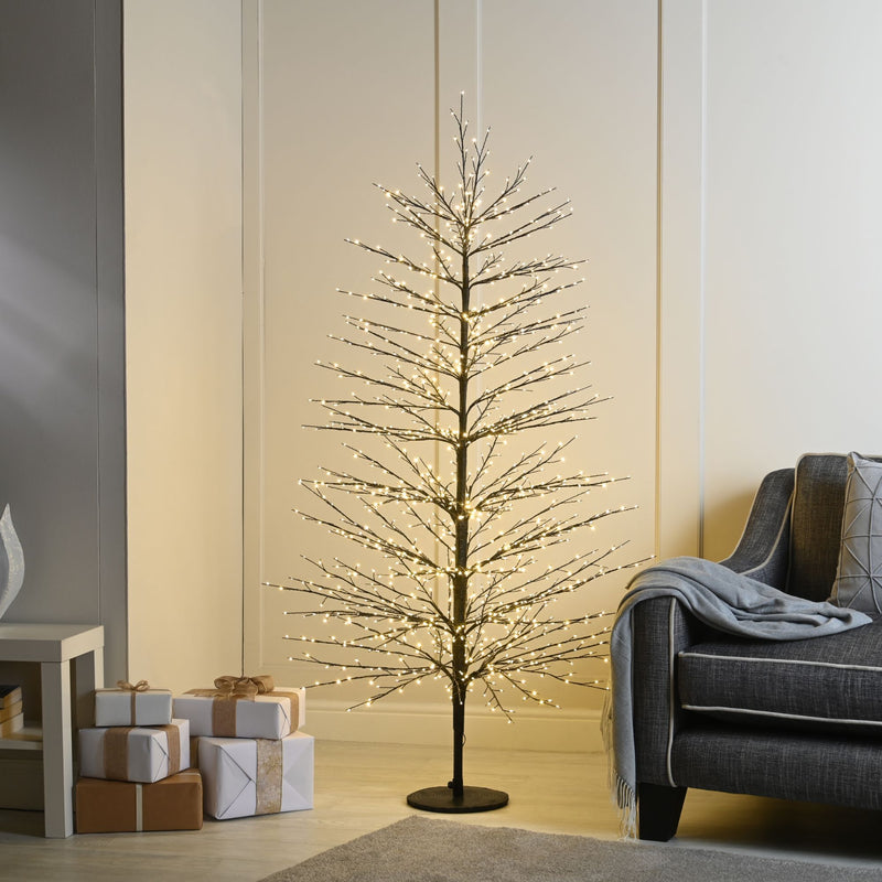 7ft Pre Lit Twinkling Black Microdot Christmas Tree with 1,700 Warm White LED's